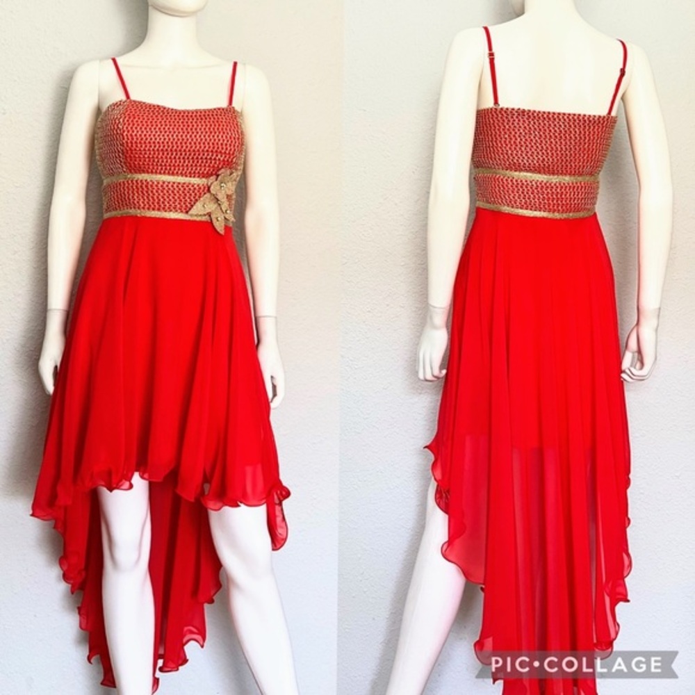 SALE💥NEW WOMEN HIGH LOW CHIFFON DRESS SWEETHEART NECKLINE LINED REMOVABLE STRAP